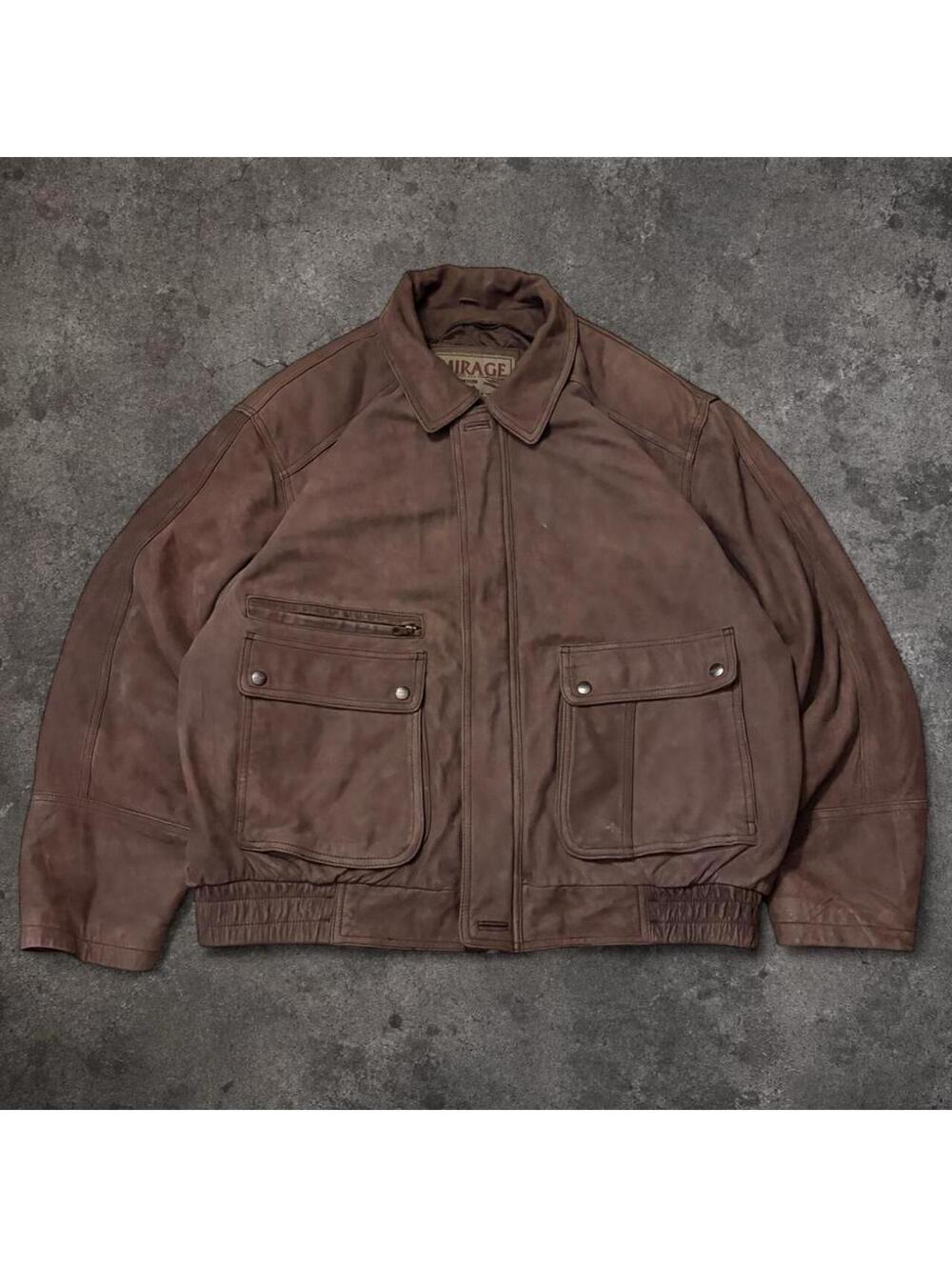 Beautiful Vintage Brown genuine leather bomber jacket
